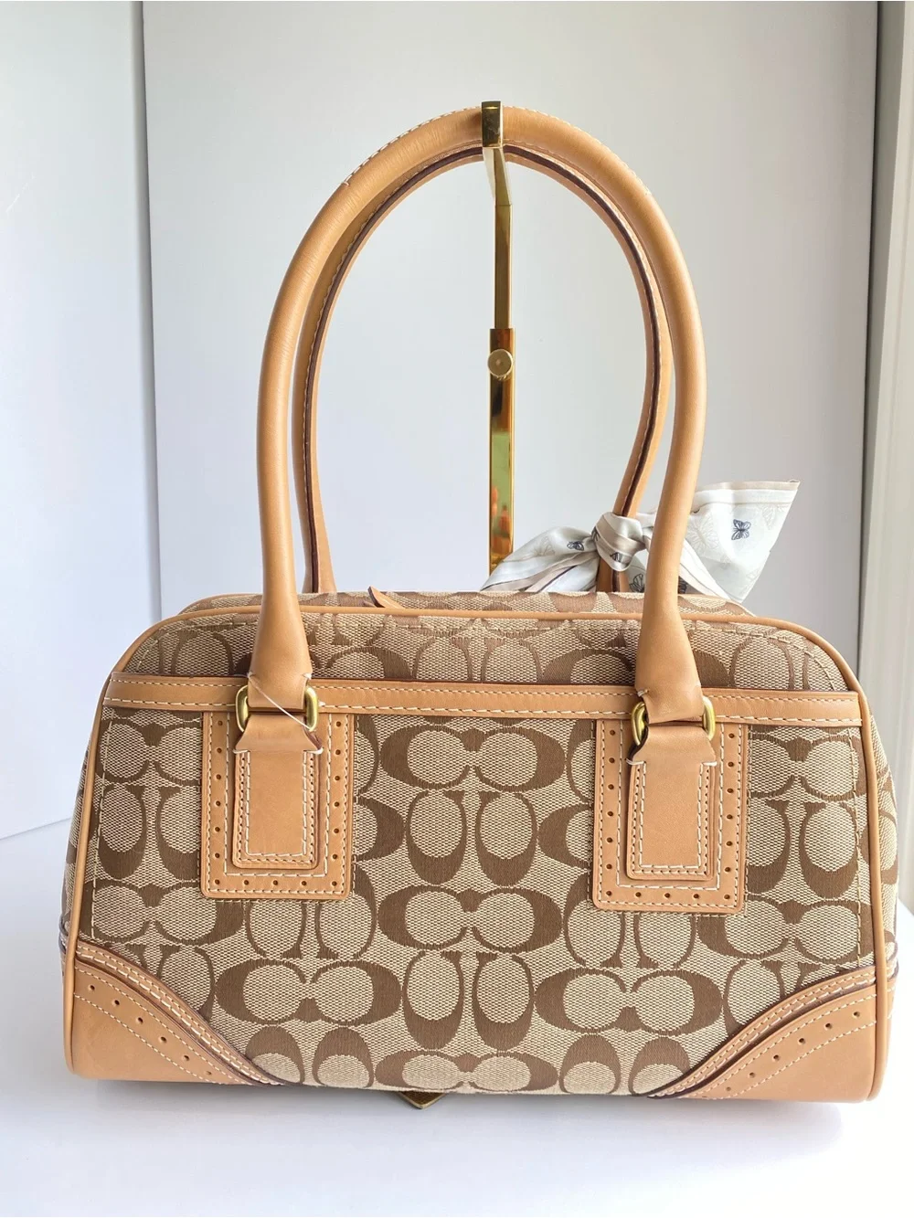 Coach Y2K Hampton Signature Canvas with Perforated Leather Trim Traditional Tan - Picture 7 of 16